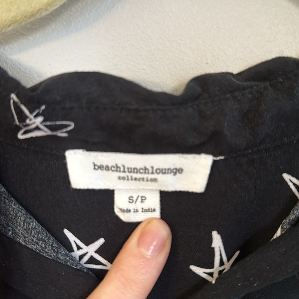 Black Button Up with Star Print - Picture 3 of 5
